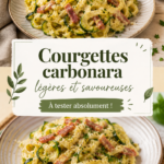 Plat de courgettes carbonara légères avec une sauce crémeuse