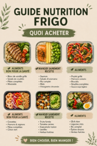 Un frigo bien rempli d'aliments frais et sains.