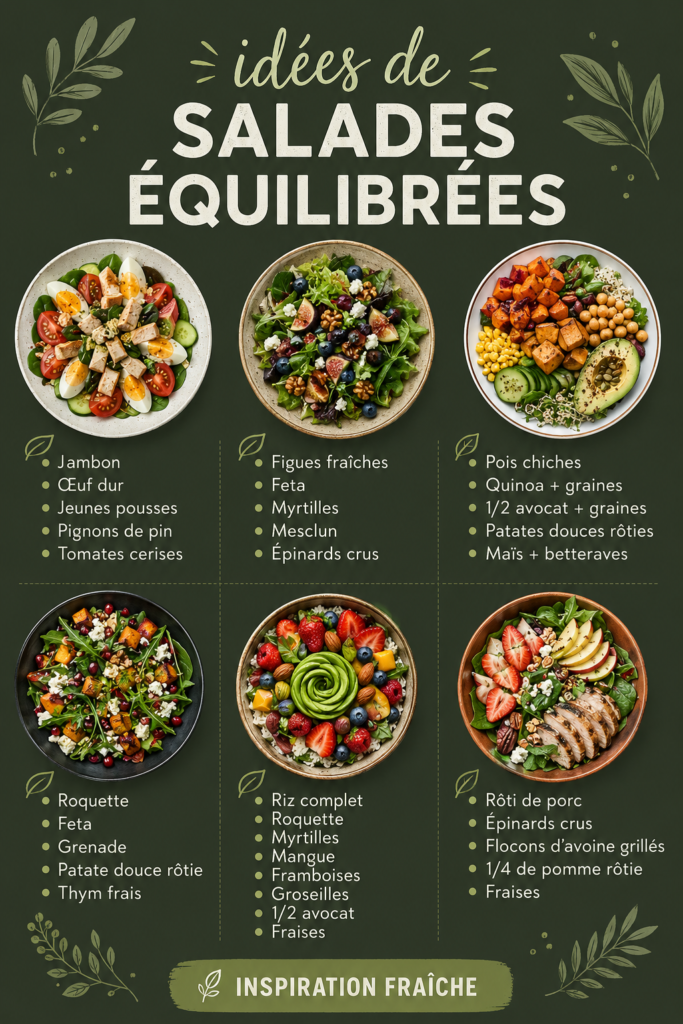 Assiette de salade colorée et équilibrée avec légumes frais