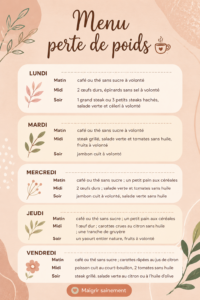 Menu de la semaine pour perdre du poids avec des recettes équilibrées et savoureuses.