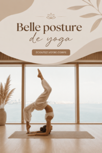 Femme pratiquant une posture de yoga en pleine nature, transmettant sérénité