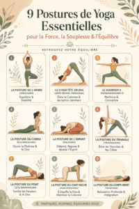 Femme pratiquant des postures de yoga sur un tapis en intérieur, symbolisant la force et la flexibilité.