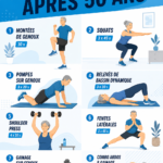 Femme de 50 ans pratiquant des exercices de renforcement musculaire à la maison.
