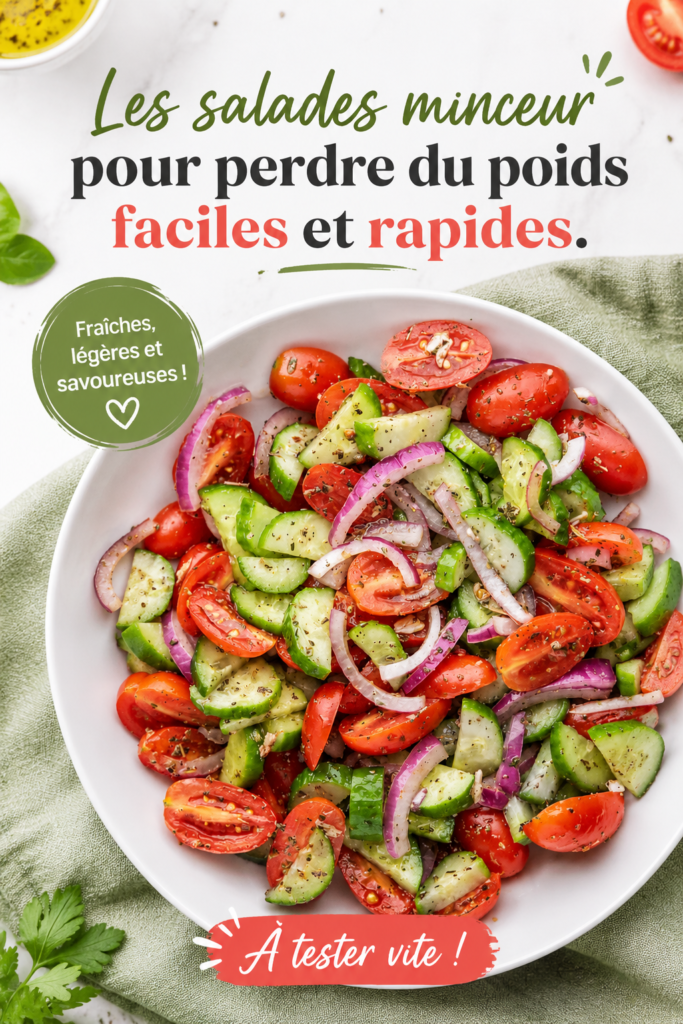 Salades légères et colorées prêtes à être dégustées pour un repas sain.