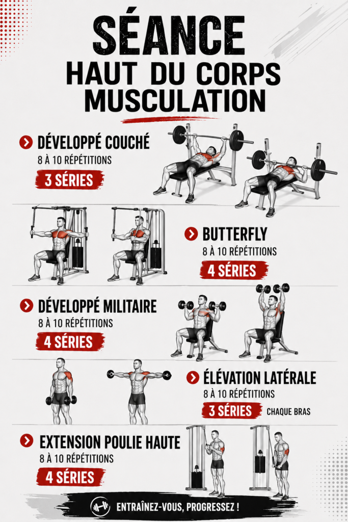 Femme effectuant des exercices de musculation pour le haut du corps dans une salle de sport