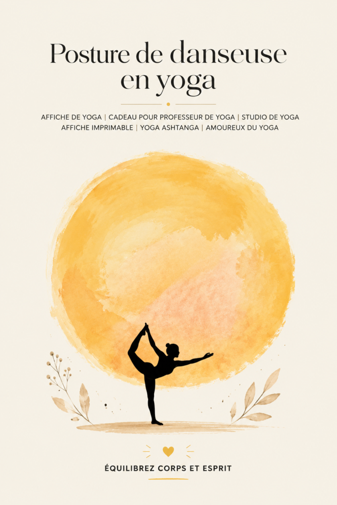 Affiche artistique de la pose de danseuse, idéale pour les passionnés de yoga.