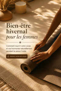 Femme heureuse dégustant un plat sain en hiver, représentant bien-être et nutrition