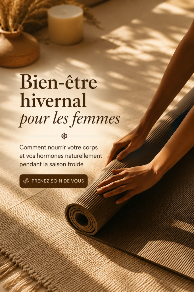 Femme heureuse dégustant un plat sain en hiver, représentant bien-être et nutrition