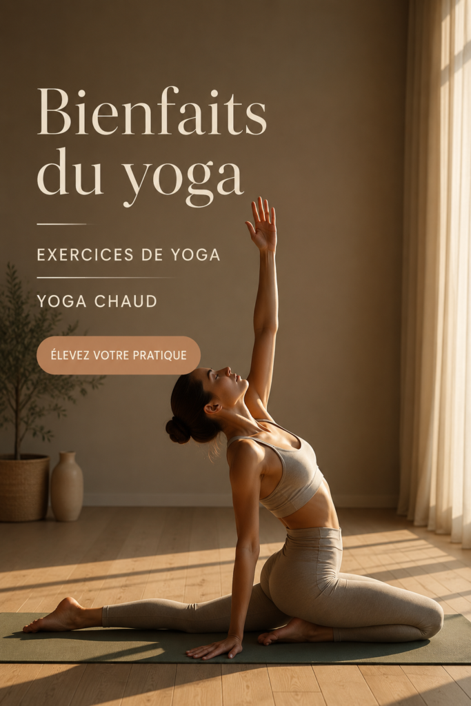 Femme faisant du yoga dans un cadre apaisant, mettant en valeur l'harmonie de son corps et de son esprit.