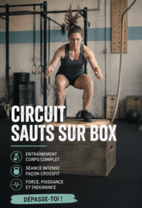 Femmes en plein entraînement avec des sauts en box lors d'un circuit complet de fitness.