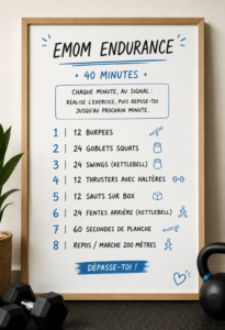 Femme en train de réaliser un entraînement EMOM de 40 minutes