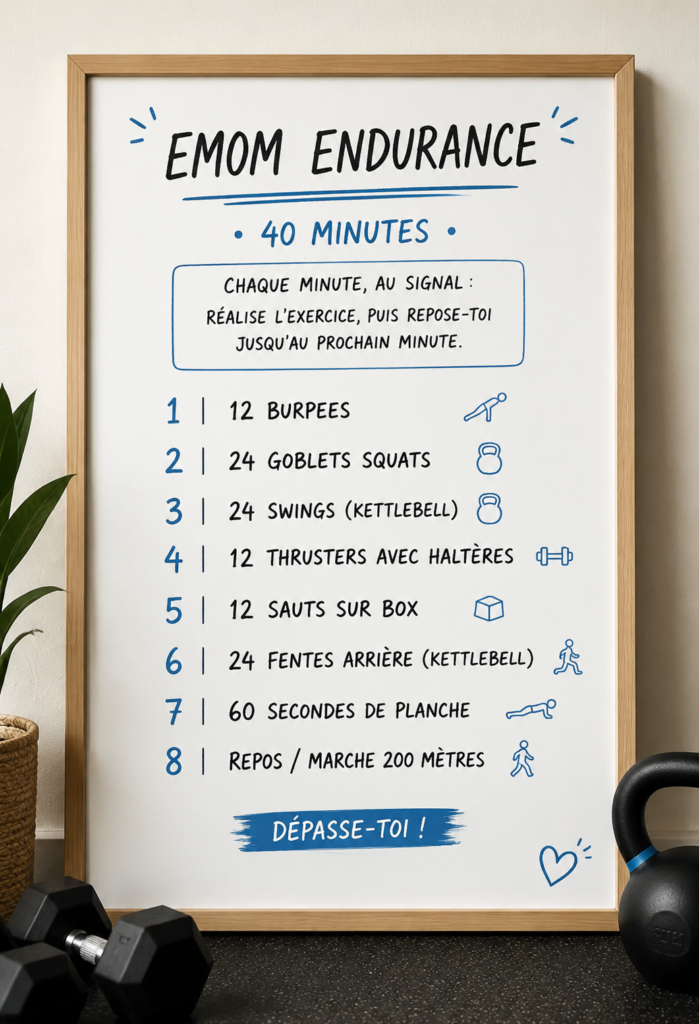 Femme en train de réaliser un entraînement EMOM de 40 minutes