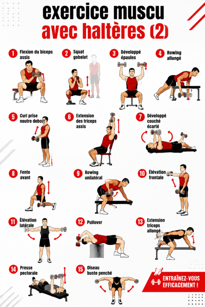 Femme effectuant un exercice de musculation avec des haltères