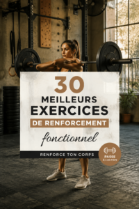 Femme effectuant des exercices de renforcement musculaire chez elle.
