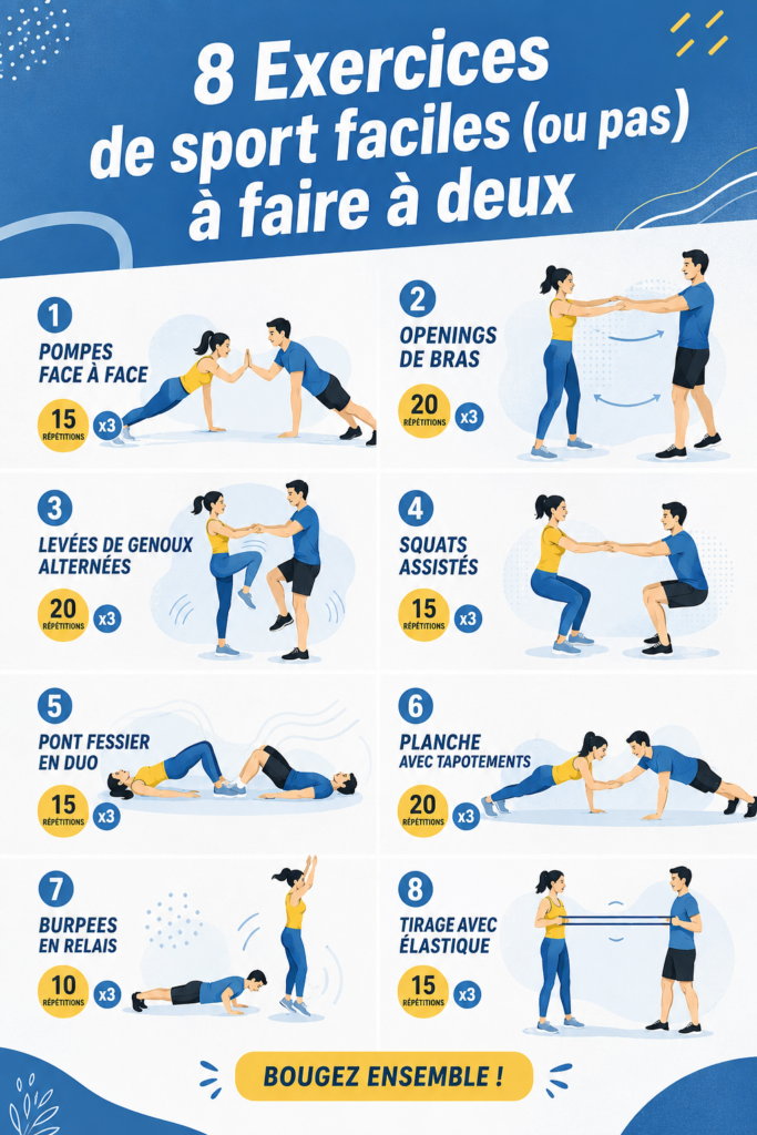 Un couple s'amusant à faire des exercices de fitness ensemble dans un parc.