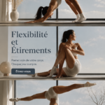 Une femme s'étire dans un parc, rayonnante de bien-être et de flexibilité.