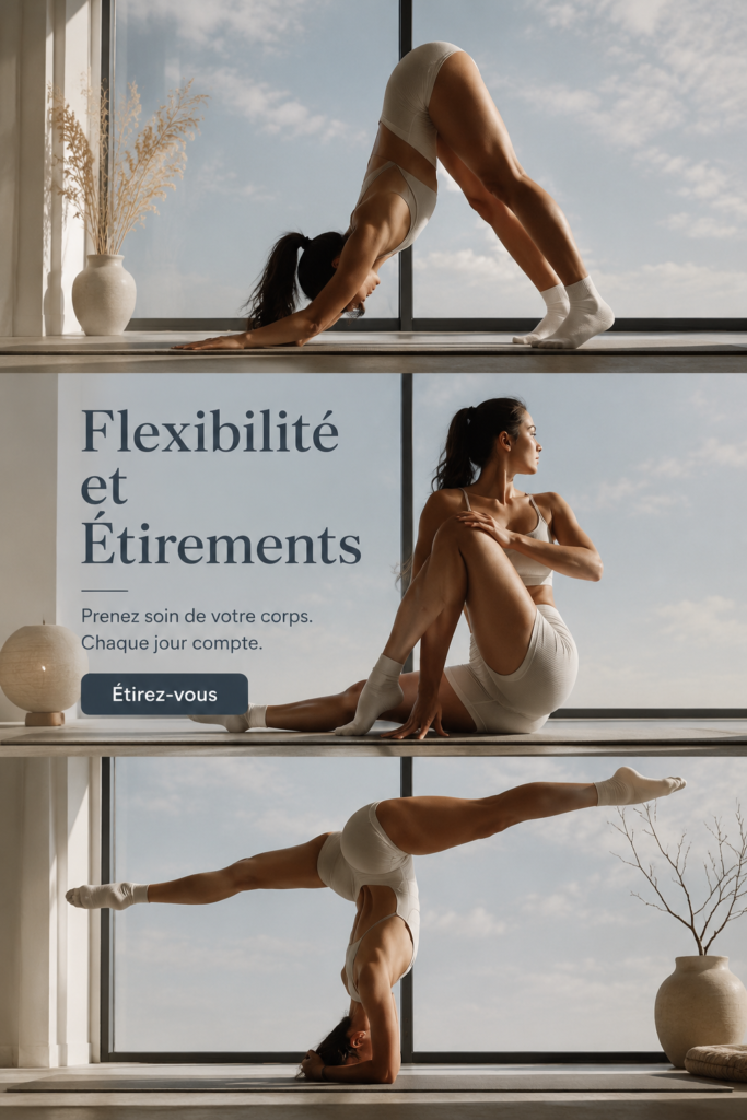 Une femme s'étire dans un parc, rayonnante de bien-être et de flexibilité.