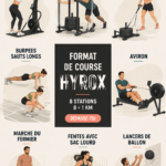 Femme en pleine course lors d'un événement Hyrox, illustrant le défi physique et l'esprit communautaire.