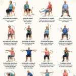 Personne âgée pratiquant la gym douce sur chaise dans un cadre confortable.
