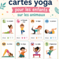 Cartes imprimées de yoga pour enfants avec des animaux