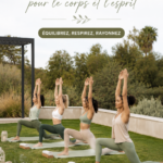 Femme pratiquant des poses de yoga dans un cadre calme et serein.
