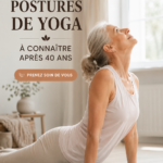 Femme de 40 ans pratiquant le yoga en pleine nature, posture de yoga de détente.