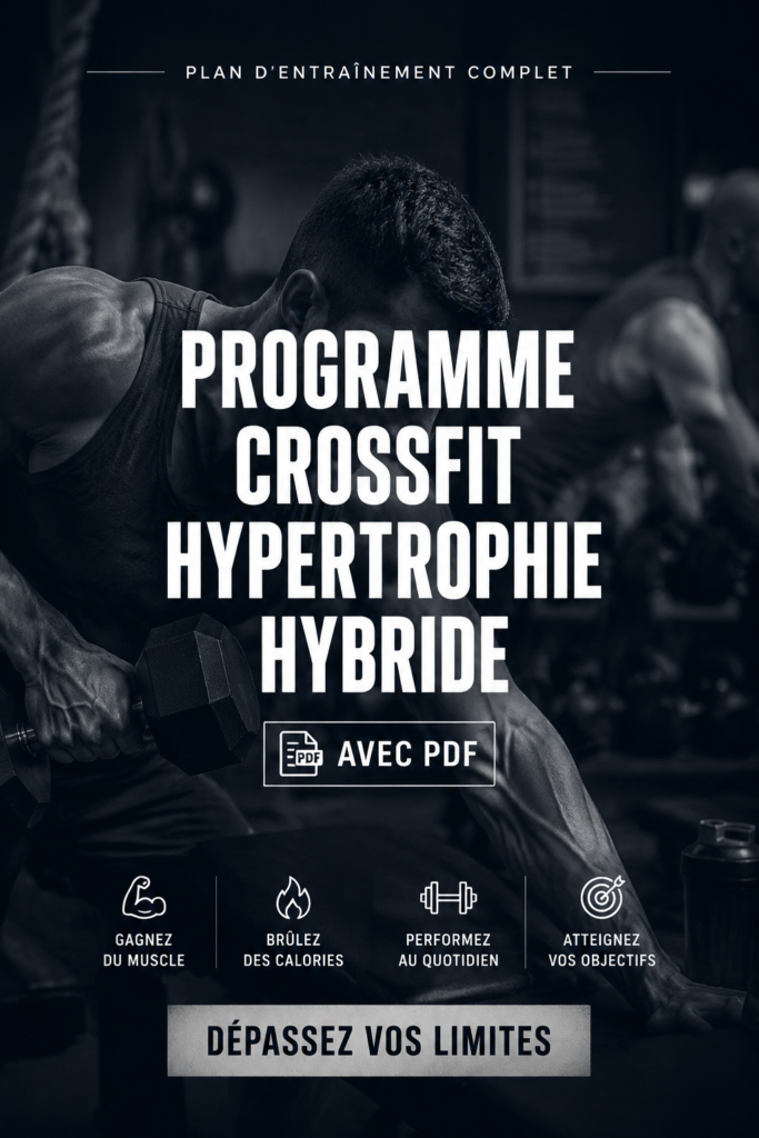 Illustration d'un programme d'entraînement hybride pour le CrossFit, incluant des femmes en pleine séance d'exercice.