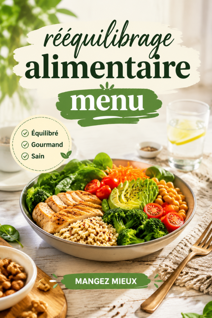 Un plat équilibré comprenant des légumes et des protéines, parfait pour un rééquilibrage alimentaire.