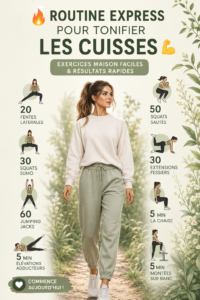 Femme en train de faire des exercices pour tonifier ses cuisses à la maison