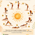 Femme pratiquant la salutation au soleil dans un cadre naturel, symbolisant l'énergie et le bien-être.