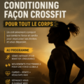 Femme faisant un WOD CrossFit en intérieur, portant des équipements de sport.