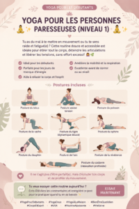Femme pratiquant le yoga doux dans un cadre apaisant, illustrant le bien-être.