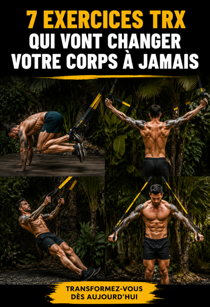 Femme utilisant un TRX pour un exercice de renforcement musculaire.