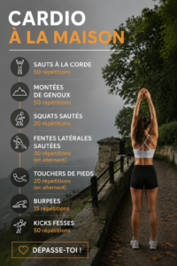Femme faisant des exercices de cardio à la maison