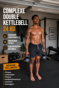 Femme pratiquant des exercices avec deux kettlebells dans un cadre de salle de sport