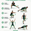 Femme effectuant des exercices d'échauffement à la maison pour se préparer avant un entraînement.