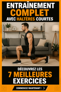 Femme s'entraînant avec des haltères dans un salon lumineux