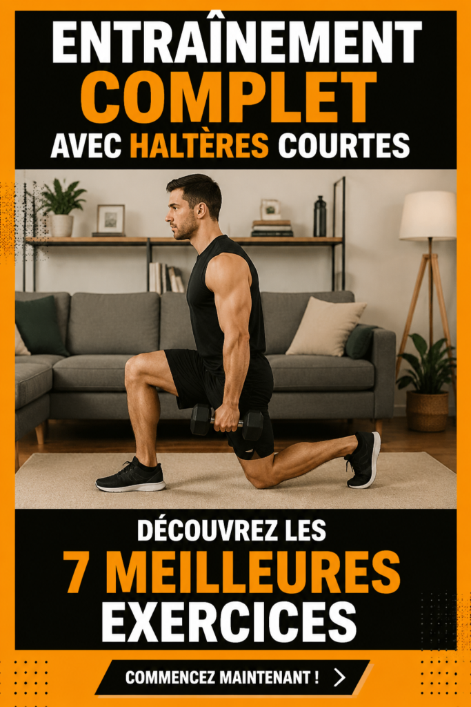 Femme s'entraînant avec des haltères dans un salon lumineux