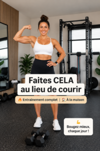 Femme s'entraînant à la maison avec des équipements de fitness