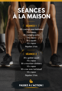 Femme faisant des exercices à la maison avec des haltères.