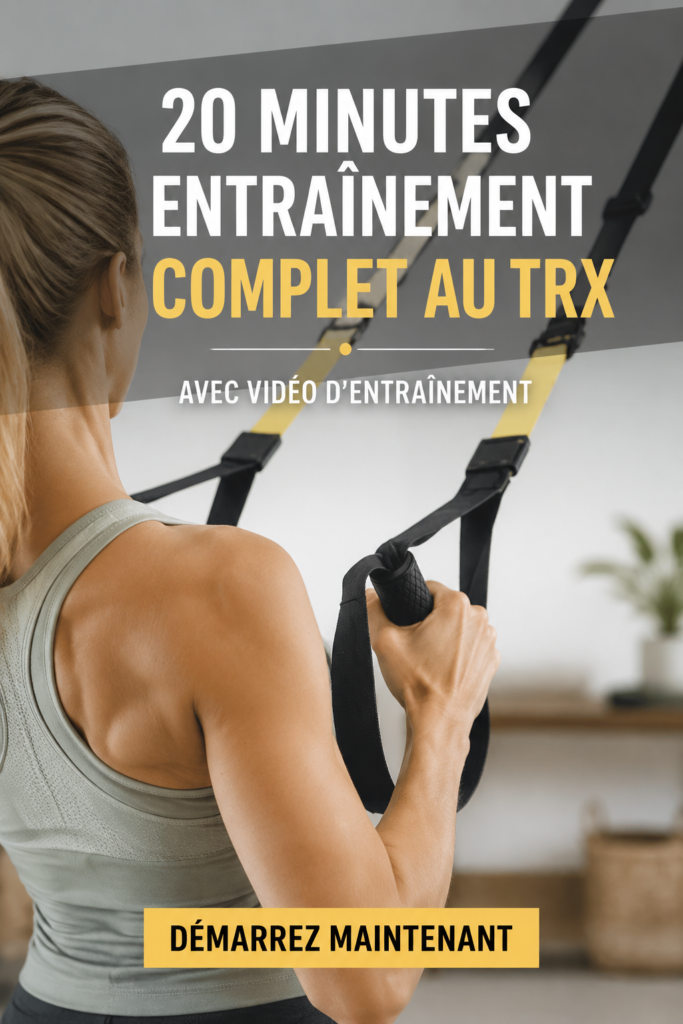 Femme utilisant un TRX pour un entraînement complet en 20 minutes.
