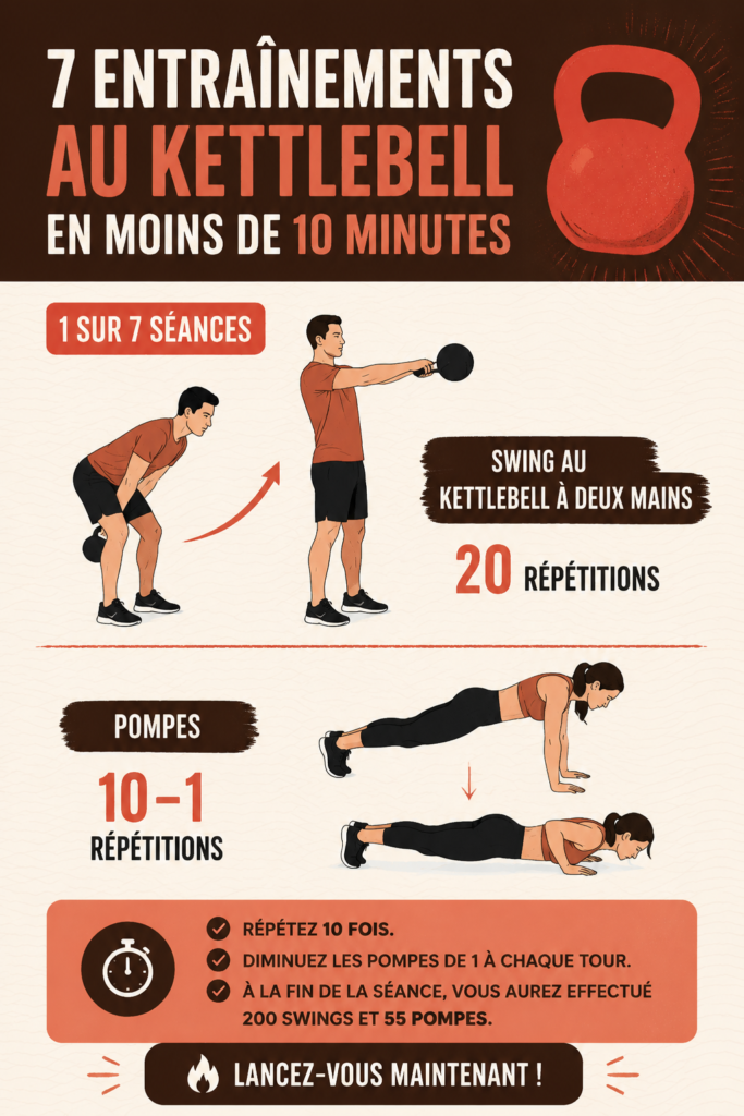 Femme réalisant un kettlebell swing dans une salle de sport