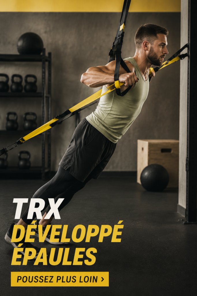 Femme entraînant ses épaules avec un TRX en extérieur