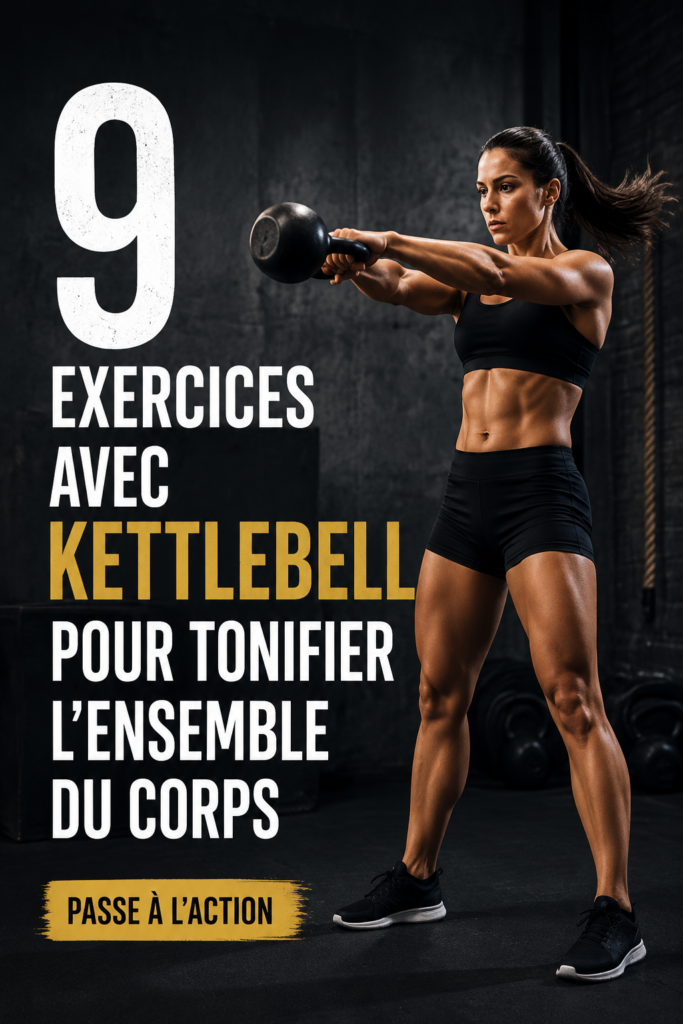 Femme en train de réaliser un exercice avec un kettlebell dans un parc