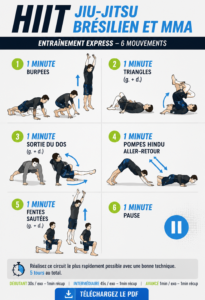 Femme pratiquant le HIIT en plein entraînement de Jiu-Jitsu.