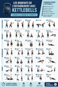 Femme s'entraînant avec des kettlebells à la maison