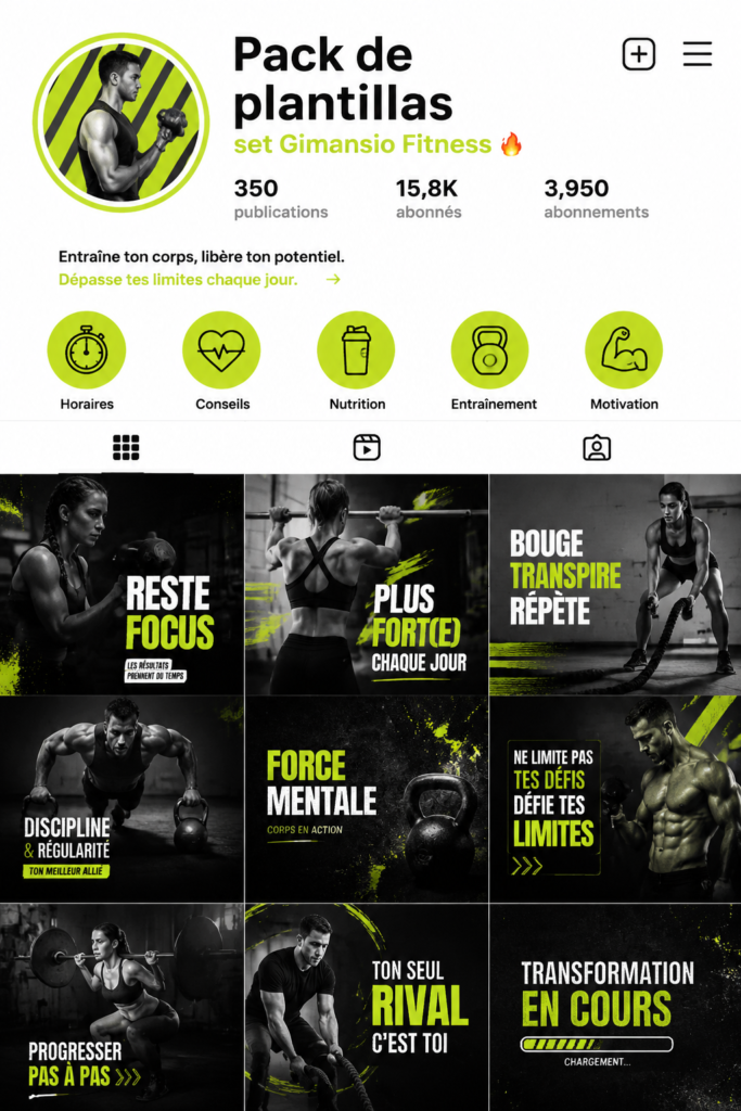 Pack de modèles de fitness sur Canva avec designs colorés