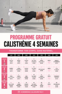 Femme en train de s'entraîner à la maison avec des exercices de calisthénie.