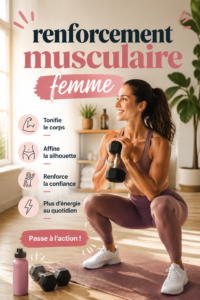 Une femme faisant des exercices de renforcement musculaire à la maison avec des haltères