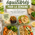 Une table dressée avec des plats équilibrés et colorés pour les repas de la semaine.